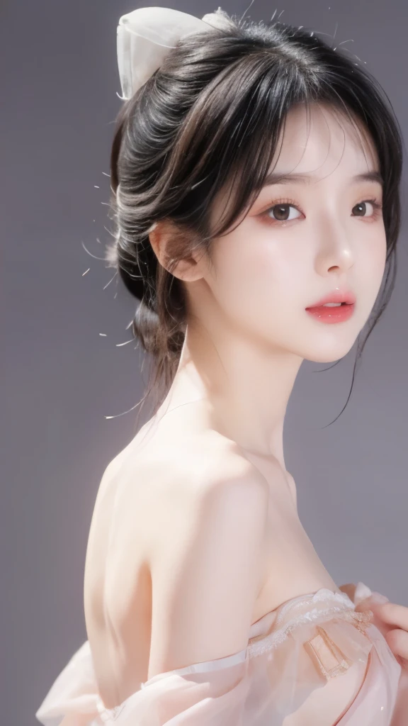 masterpiece, Highest quality, alone, One girl, Glowing Skin, Hoop Earrings, glamorous, Whimsical details, Slicked back hair, Fascinating, Shallow depth of field, Contrasting, Professional models, Facing forward, Portraiture 、((Completely naked))、(((nsfw))),((Upper Body:1.2)),((((Completely naked))))