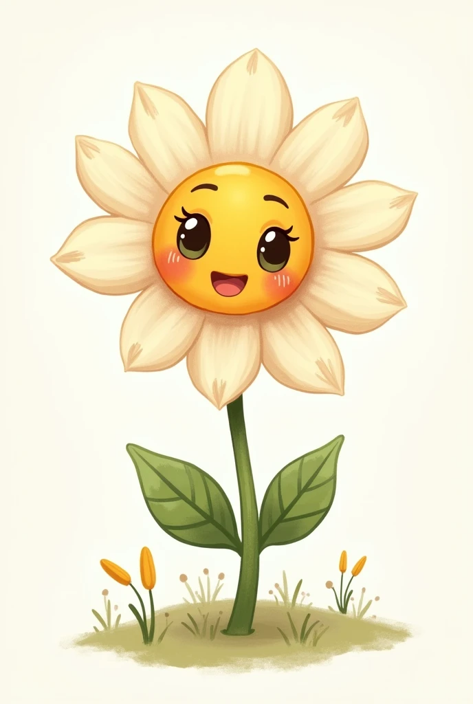 cute smiling stemless daisy drawing