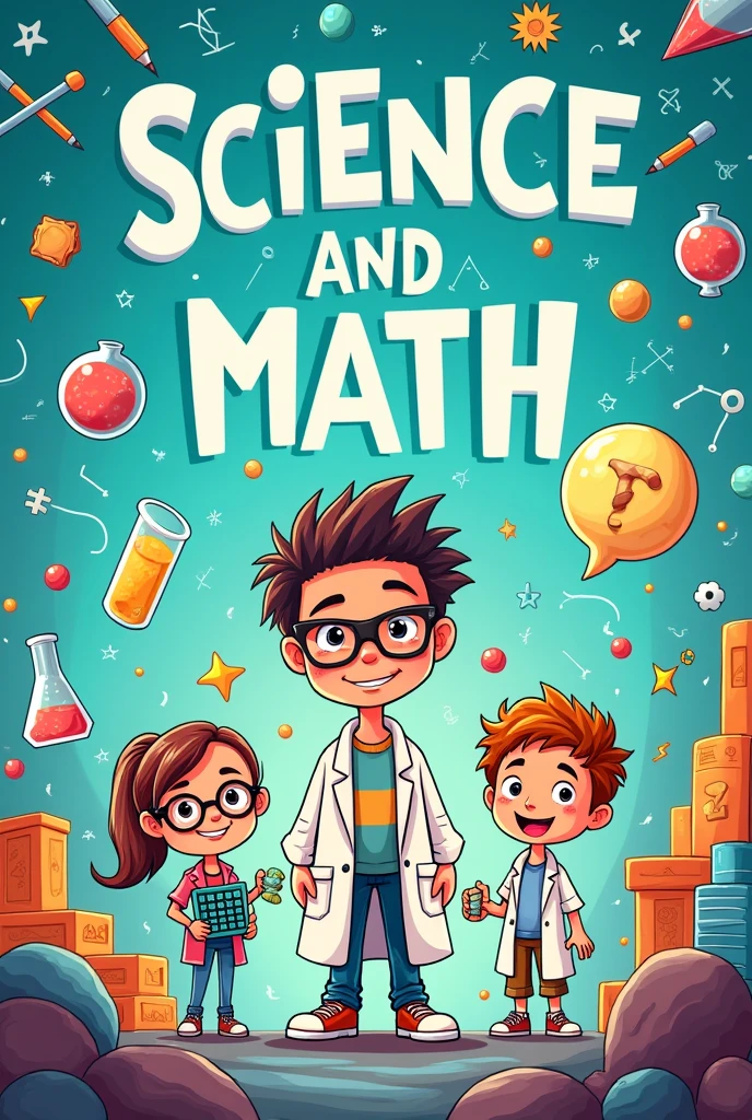 generate a cartoon poster drawing image that focuses on science and math event