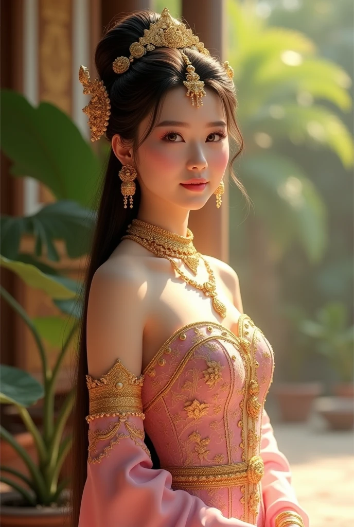 (masterpiece、top-quality、detaile、hight resolution、extremely delicate and beautiful:1.3)、 beautifuly detailed skin, intriciate detail, The ultra-detailliert, Cinematic lighting,Beautuful Thai Women 、Thai dress、Thai palace