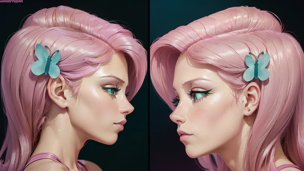 (((beautiful female body))),(((fluttershy as a sweet charming hot seductive horny model))), (((no hair))) ,(((look atthe viewer))),(((((face closeup front view))))),(((green eyes))),(((head closeup))),(((profile image))),(((from 3 sides)))