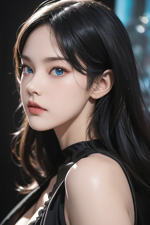 full body masterpiece, ultra realistic, 16k, high quality, incredibly detailed, dream aesthetic, dream atmosphere, cinematic, (sharp focus : 1.5), (photorealistic : 1.3), gothic (Gorgeous gothic girl), female beauty, defined jaw, square face, wonderful gothic girl (enchanting seductress), cinematic, detailed, 16k sharp focus, realistic. wonderful. Seductive (evil). Dark hair (realistic texture), highlighted, silky and shiny hair, detailed hair (realistic), black hair (natural). wonderful detailed face (enchanting seductress). blushed cheekbones (rosy cheeks), tanned skin, (white skin) alabaster skin that seems to glow ethereally. Her attire is gothic. Voluptuous shape. turquoise blue eyes (evil eyes look). a symmetrical face ::2 gothic clothes + ArtStation Trends + fantasy art + realistic cloth + fractals in the background, loose hair --aspect 9:21 – enhance your unearthly beauty. realistic skin texture, pale white skin illuminated. realistic perfect shading. absurd, realistic textures. alone, alone, 1 girl. Looking at the viewer. muscular female body, hot body, toned body, defined muscles. big natural breasts, cleavage. pantyhose, gothic (black) dress (realistic texture). In different positions at different angles. Bedroom background. incredibly real, best quality, photorealistic.