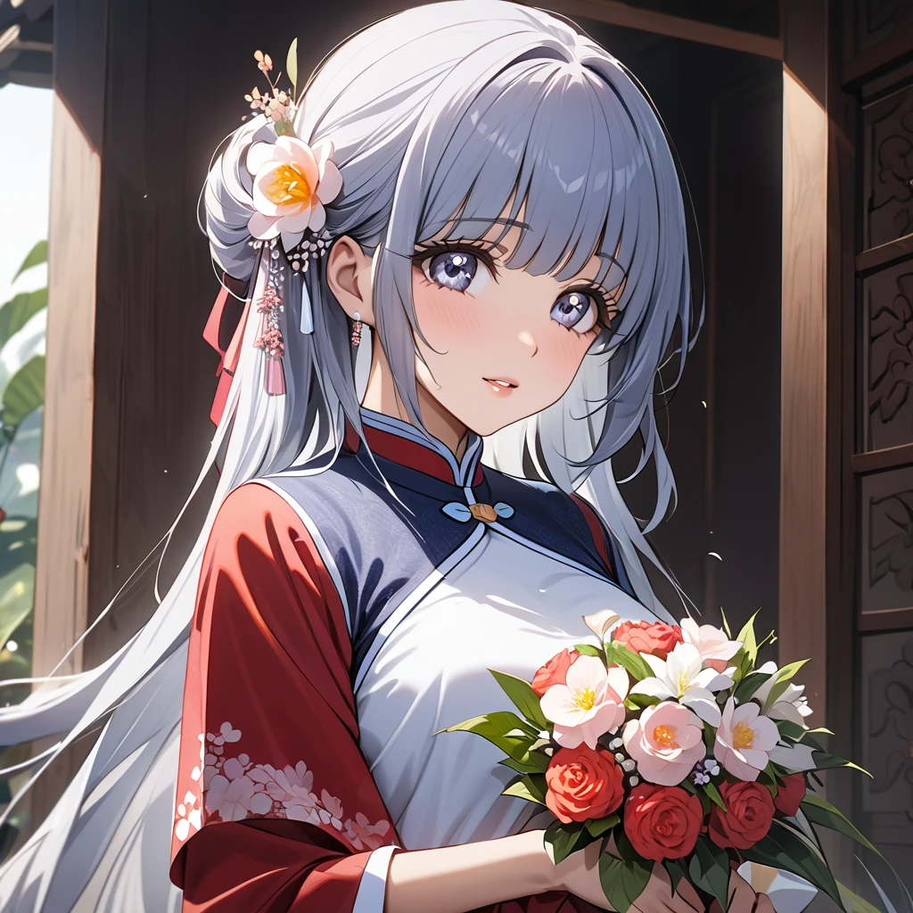 ((Highest quality)), ((masterpiece)), (detailed), (Perfect Face)、The woman is Reika Aoki, a Vietnamese woman with semi-long hair.、The woman is getting married to a Vietnamese man in Vietnam.