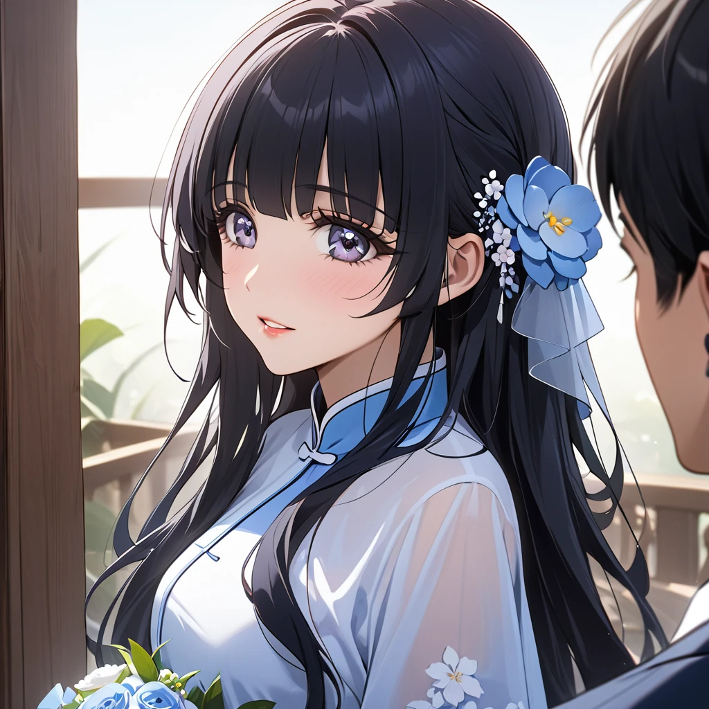 ((Highest quality)), ((masterpiece)), (detailed), （Perfect Face）、The woman is Reika Aoki, a Vietnamese woman with semi-long hair.、The woman is getting married to a Vietnamese man in Vietnam.