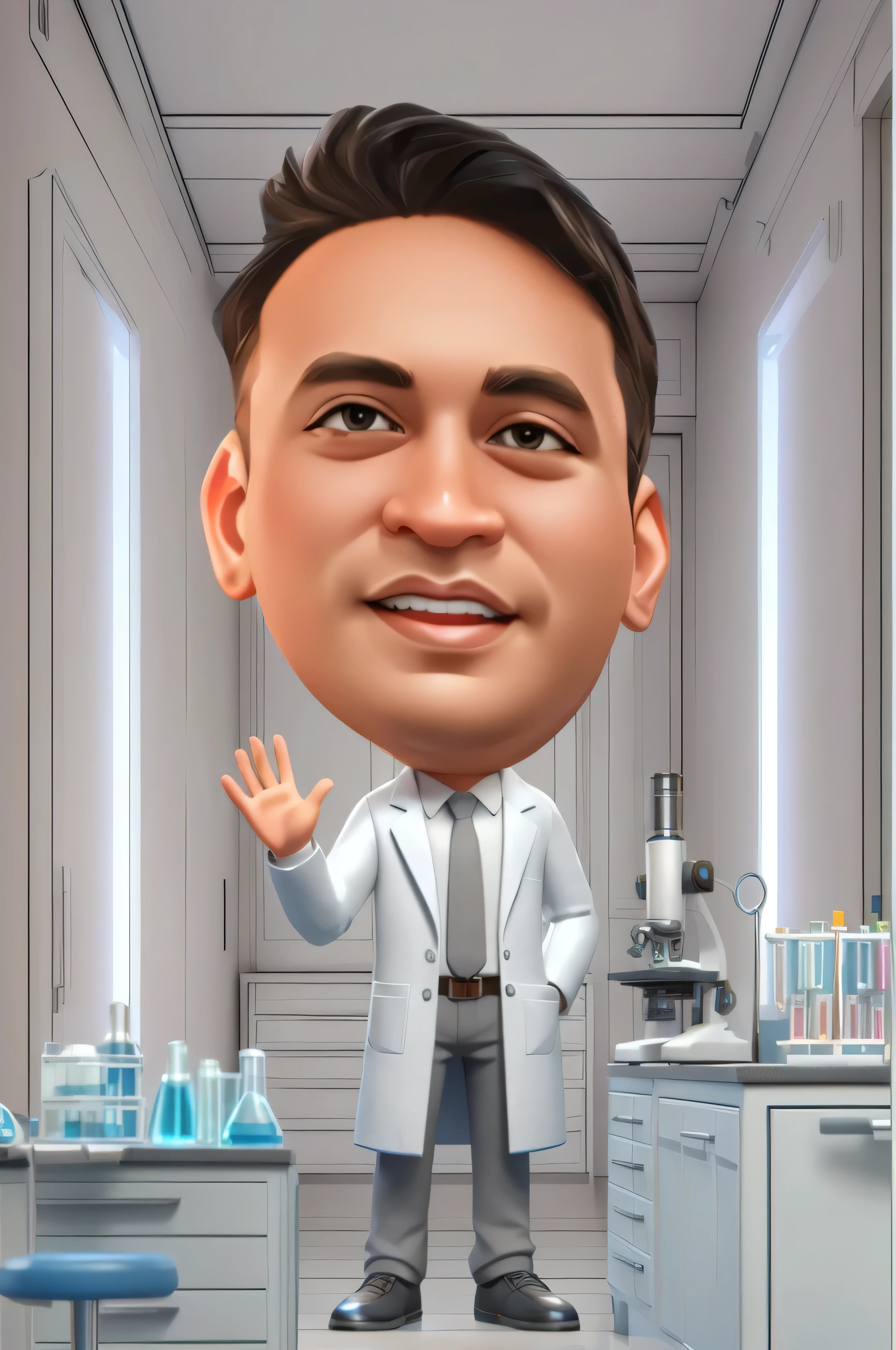 a couple of cartoon characters are standing in a lab, scientists, caricature illustration, cartoon art style, commercial illustration, cartoon style illustration, elite scientist, caricature style, cartoon artstyle, digital art cartoon, 3d illustration, 3 d illustration, cartoon digital painting, with fully detailed faces, clone laboratory, digital cartoon painting art, 8 k cartoon illustration, professional illustration, 3D render, 3D Cartoon, big head, cartoonish look, high resolution, super detail, soft lighting
