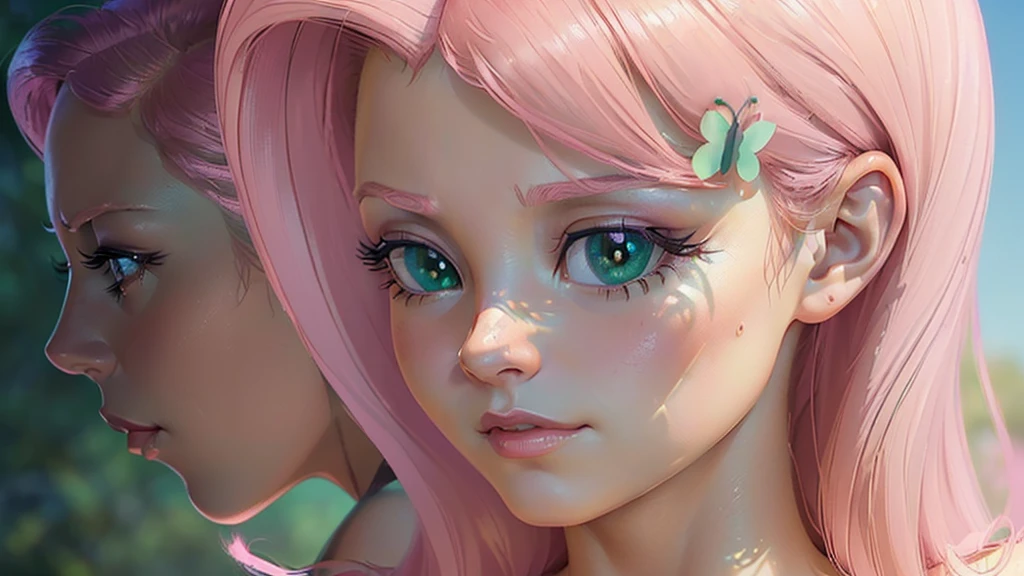 (((beautiful female body))),(((fluttershy as a sweet charming hot seductive horny model))), (((no hair))) ,(((look atthe viewer))),(((((face closeup front view))))),(((green eyes))),(((head closeup))),(((profile image))),(((from 3 sides))),(((smooth ligths))),(((no shadow)))