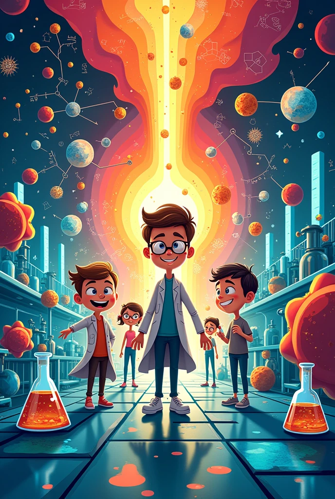 generate a meaningful and creative cartoon poster drawing image that focuses on science and math event