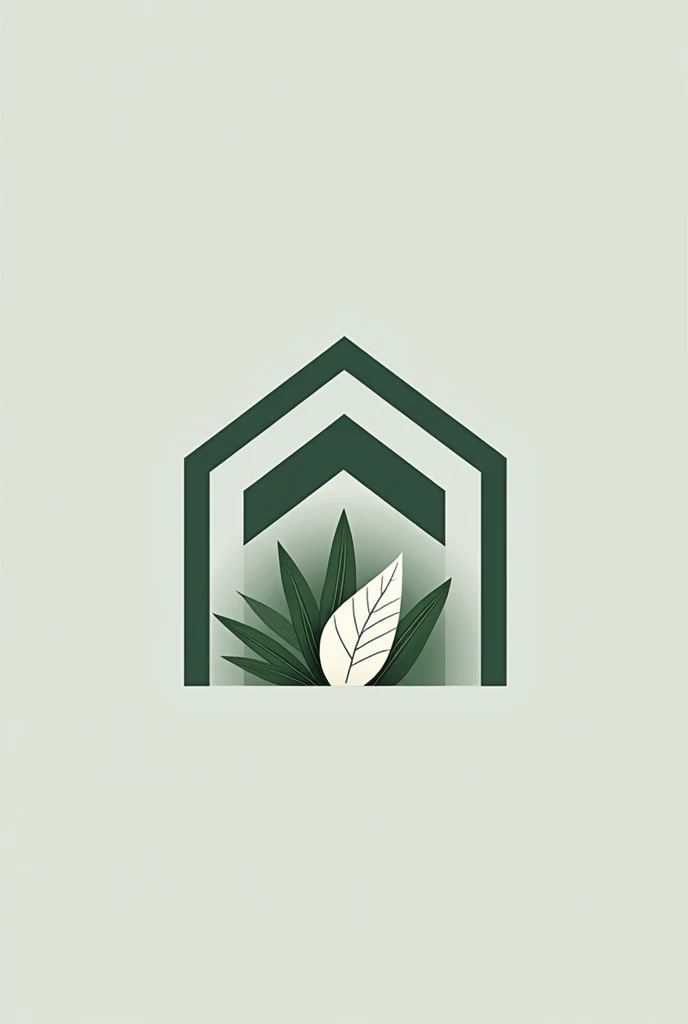 modern and minimalist logo, with clean lines and simple shapes. The combination of natural elements with the shape of a house suggests a connection between home and architecture 