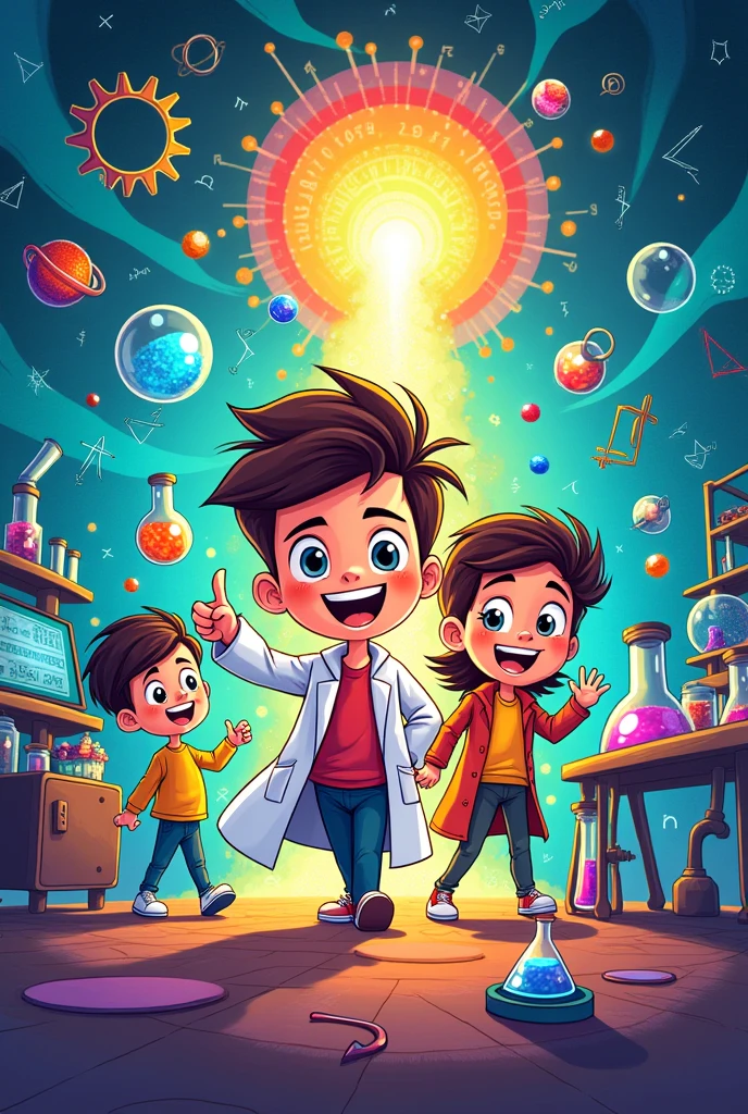 generate a meaningful and creative cartoon poster drawing image that focuses on science and math event