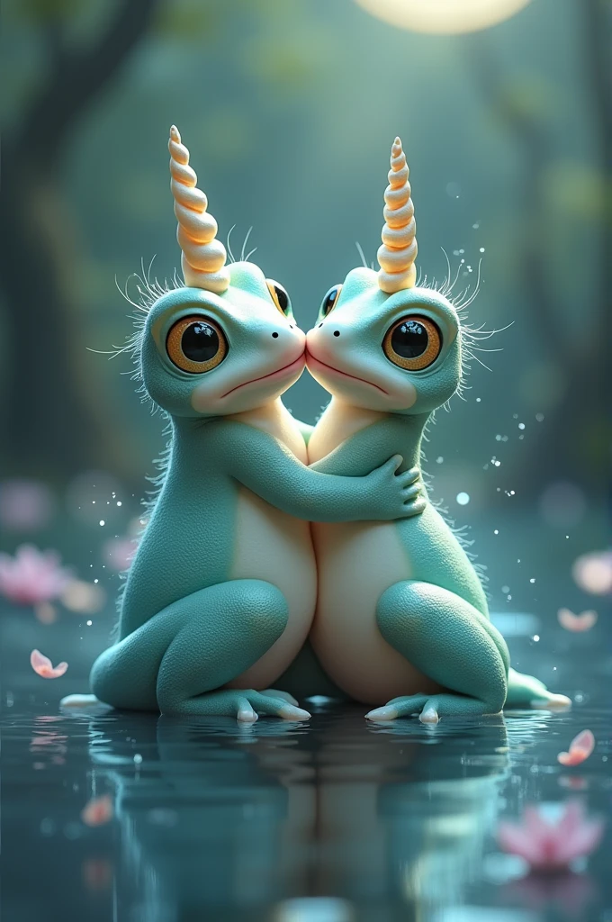 Unicorn frogs kissing