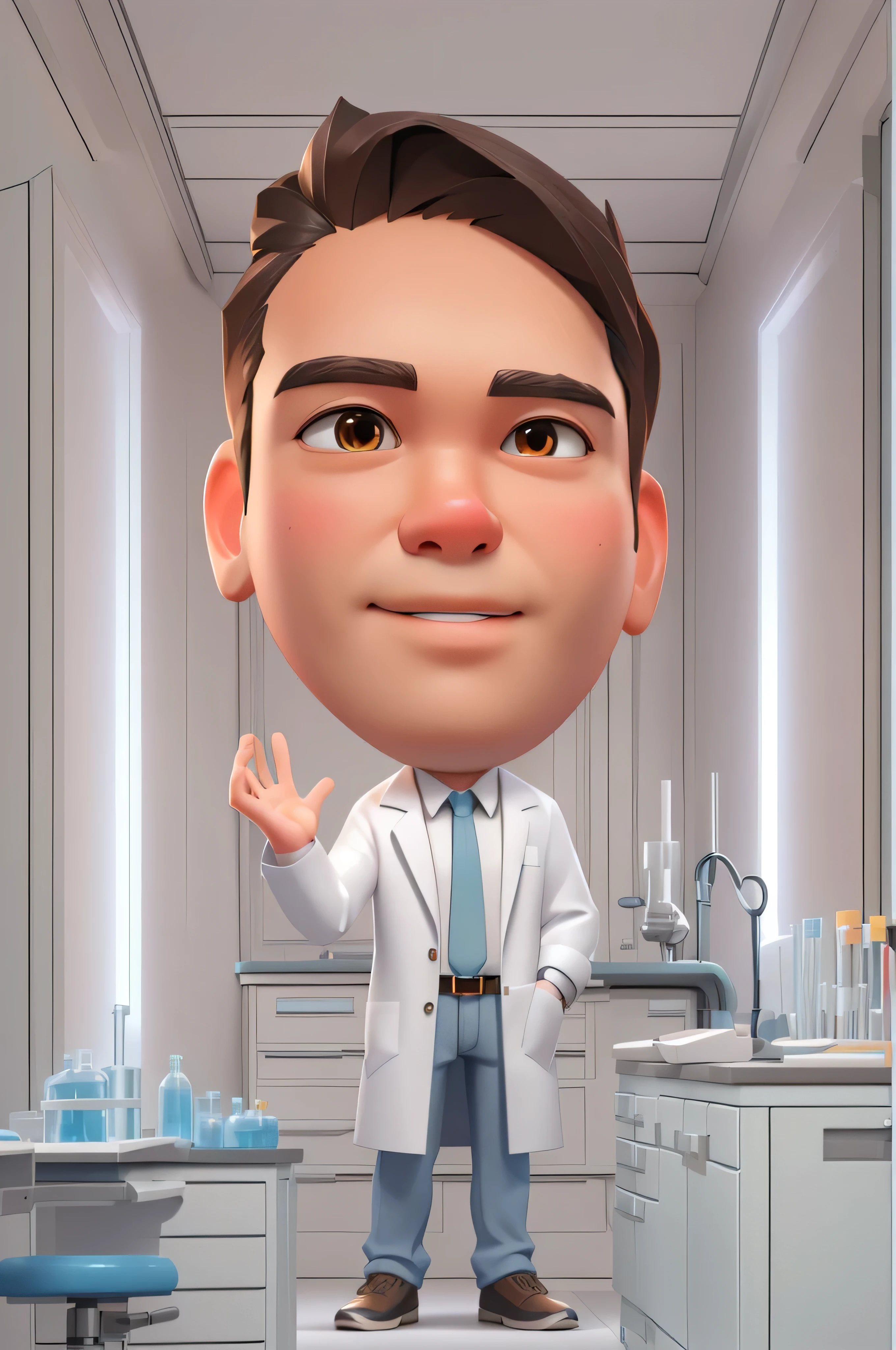 a couple of cartoon characters are standing in a lab, scientists, caricature illustration, cartoon art style, commercial illustration, cartoon style illustration, elite scientist, caricature style, cartoon artstyle, digital art cartoon, 3d illustration, 3 d illustration, cartoon digital painting, with fully detailed faces, clone laboratory, digital cartoon painting art, 8 k cartoon illustration, professional illustration, 3D render, 3D Cartoon, big head, cartoonish look, high resolution, super detail, soft lighting