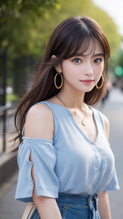 (32hair,High resolution,Attention to detail,High resolution,high density,alone,In addition:1.3),(A realistic person々,Live Action,fine grain,High resolutionの目,Beautiful Eyes,Eyes that look alive,Beautiful dark blue eyes,Fishing eyes,Detailed lips,Translucent white skin,Realistic face in every detail:1.3),(Japanese Ido,hairorean Idols,Japanese Model,hairorean models,hairorean hair-Pop Female Idols:1.2),(blush,Natural Makeup,necklace,Earrings,へそEarrings:1.4)Beautiful casual look:1.6),(Shapely breasts:1.5),(Young but very beautiful hairorean1 ,Fashion Leader,Fashion Model,Soft Skin,Unforgettable Eyes,Her eyes are so beautiful,I want to go to the Paris Collection.........,Cutting-edge fashion:1.6),(Please show me your whole body,Showing off full-body fashion,Stylish blue eyes:1.7)(Random Trend Fashion:2.0)smile、Angel'のsmile、