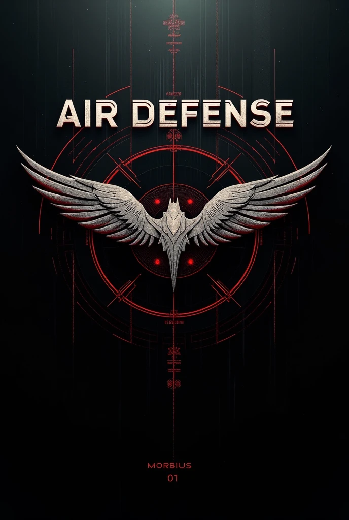 design:
Parche's Fund: A background in dark tones (black and gray) to reflect the atmosphere of a night battlefield, similar to the atmosphere of Morbius.
Central Element: A stylized emblem of a bat with outstretched wings, symbolizing constant vigilance and the ability to "hunt" air threats, Inspired by the character of Morbius.
Secondary Details: Incorporating elements of technology and precision, such as fine lines or graphics representing radar or defense systems, alluding to the high technology and precision required for air defense.
Text: On top, the text “AIR DEFENSE” in large letters and at the bottom, "Morbius 01” in smaller letters, both in a modern and robust font style.
colors: Use a black color palette, Dark grey and dark red accents for an intense and professional touch, evoking the visual style of Morbius.