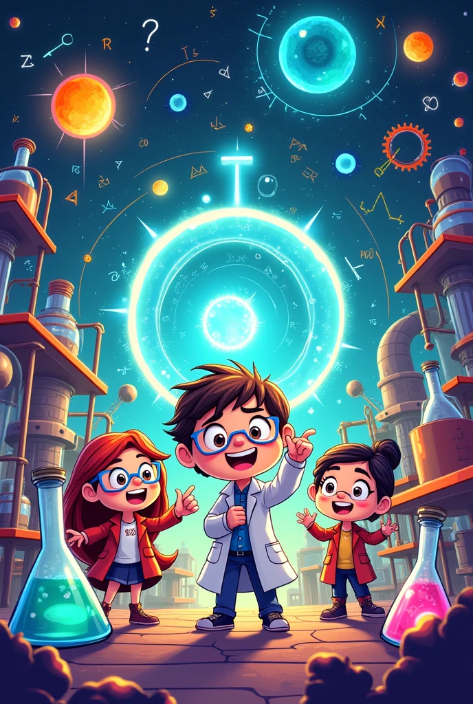 generate a meaningful and creative cartoon poster drawing image that focuses on science and math event