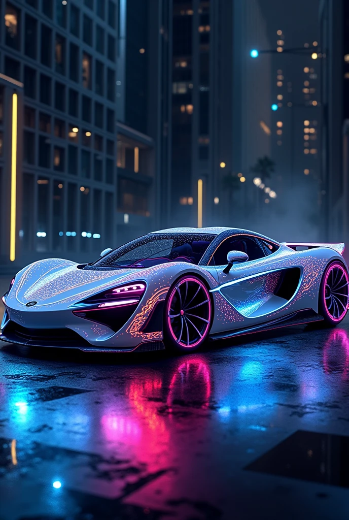 a car with a lot of leds turn on