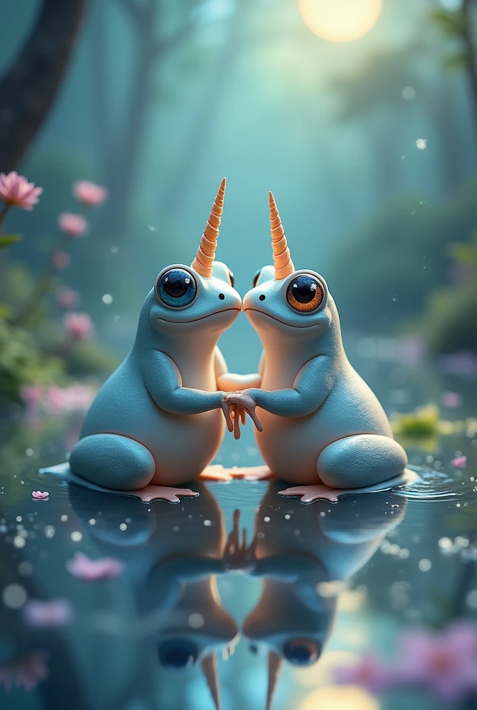 Unicorn frogs kissing