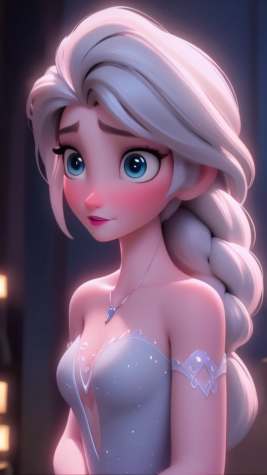 Elsa, (perky breasts), (((small breasts))), smirk:1.2, beautiful blue eyes, (perfect iris’s), depth of colour to her eyes, blonde hair, long hair, braid, full lips, blush, naked, she is showing her vagina, depth of field, bokeh, (special attention to skin detail: 1.2), masterpiece, best quality, ultra-detailed, ultra-HD, photorealistic, cinematic, ((mid camera shot)), sensual pose, alluring, nipples:1.4, looking up at camera, closeup on her face, her cheeks are blushed, 2, she is on her knees, eye contact:1.4, high angle:1.5, ((closeup on face)), perfect face, (((visible breasts))) bokeh everything other than her perfect face, location is Arendelle in winter, ice castle