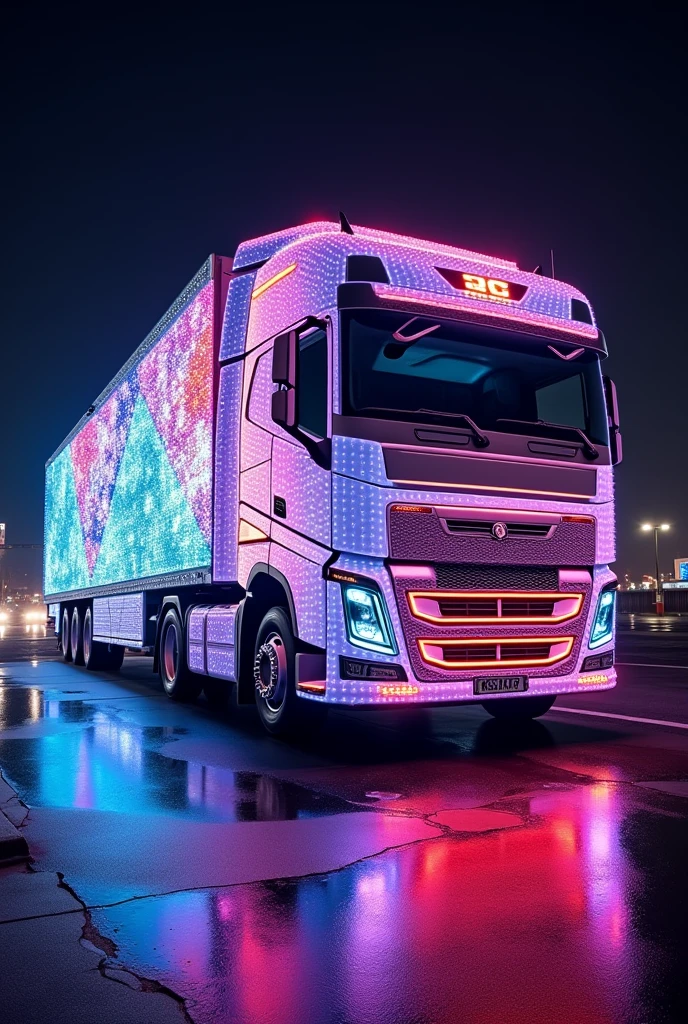 atruck with a lot of leds turn on