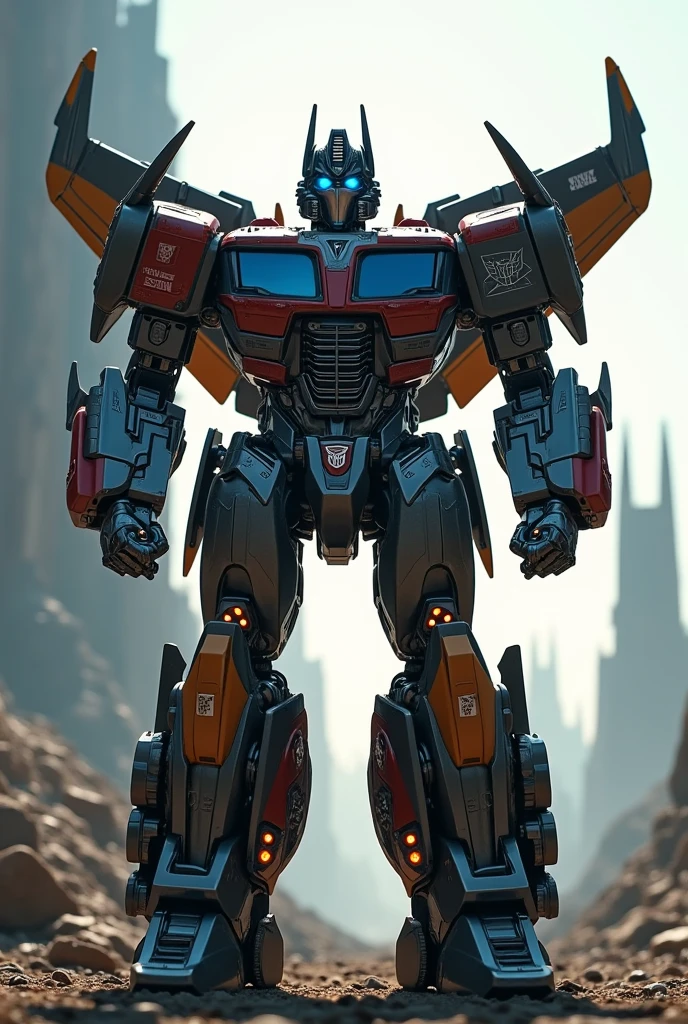 optimus prime, jet wings, transformers, mecha, cyborg, science fiction, futuristic, highly detailed, intricate machinery, glowing energy, metallic surfaces, dramatic lighting, cinematic composition, striking poses, epic scale, (best quality,4k,8k,highres,masterpiece:1.2),ultra-detailed,(realistic,photorealistic,photo-realistic:1.37)