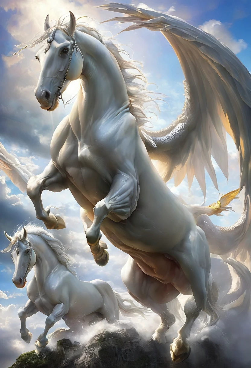 winged white horse .Dragon. merge