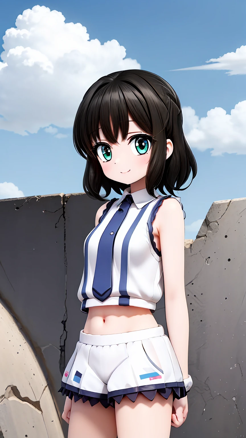 セクシーなShiny Crop Topとトレーニングギアを着た女性, Highest quality, High resolution, 8k, One person, (Huge breasts :0.8), Day, bright, Training Gym, Shiny clothes (Shiny Crop Top: 1.8, Shiny olive colored training equipment), (bangs,Medium Hair), Beautifully detailed skies, Soft lighting, Wind, Glowing Skin, View your viewers, smile