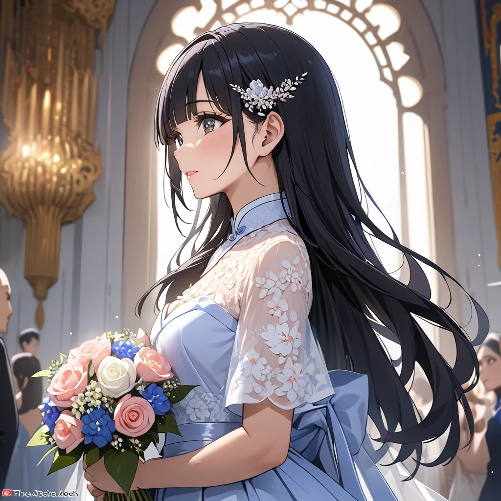 ((Highest quality)), ((masterpiece)), (detailed), (Perfect Face)、The woman is Reika Aoki, a Thai woman with semi-long hair.、The woman is getting married to a Thai man in Thailand.