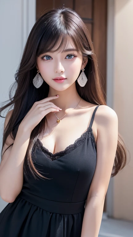 32hair,High resolution,Attention to detail,High resolution,high density,alone,In addition:1.3),(A realistic person々,Live Action,fine grain,High resolutionの目,Beautiful Eyes,Eyes that look alive,Beautiful deep black eyes,Fishing eyes,Detailed lips,Translucent white skin,Realistic face in every detail:1.3),(Japanese Ido,hairorean Idols,Japanese Model,hairorean models,hairorean hair-Pop Female Idols:1.2),(blush,Natural Makeup,necklace,Earrings,へそEarrings:1.4)Beautiful casual look:1.6),(Shapely breasts:1.5),(Young but very beautiful hairorean1 ,Fashion Leader,Fashion Model,Soft Skin,Unforgettable Eyes,Her eyes are so beautiful,Cutting-edge fashion:1.6),(Please show me your whole body,Showing off full-body fashion,Stylish blue eyes:1.7)(Random Trend Fashion:2.0)smile、Angel'のsmile、