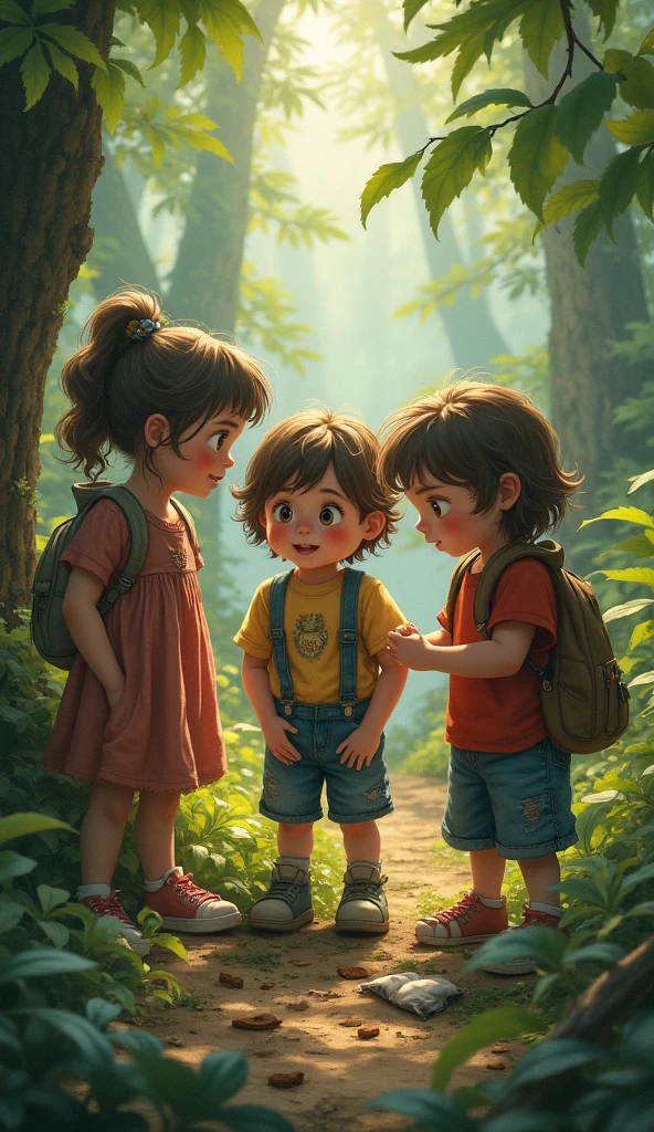 Children found old clothes while walking.