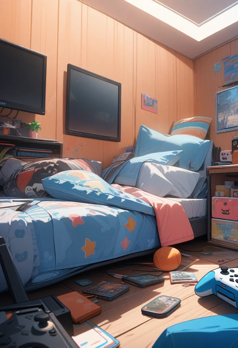 ((background only)), masterpiece, best quality, extremely detailed, ultra detailed, flat anime, 2D, 
video game, bedroom,