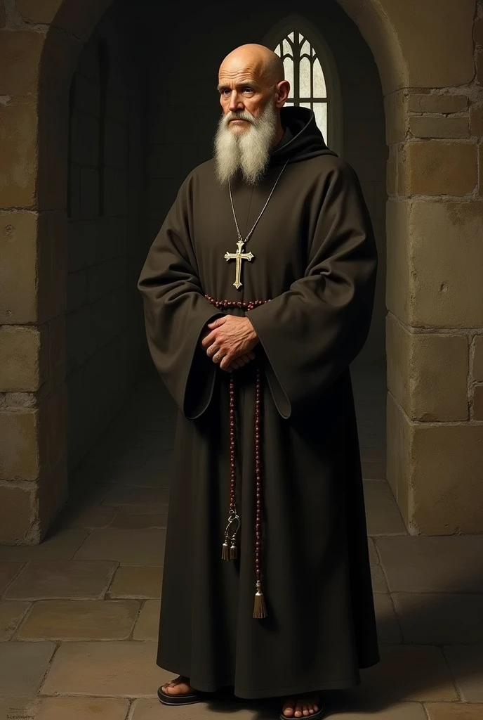 Create image of Saint Benedict, saint of the Catholic church, he was bald. 