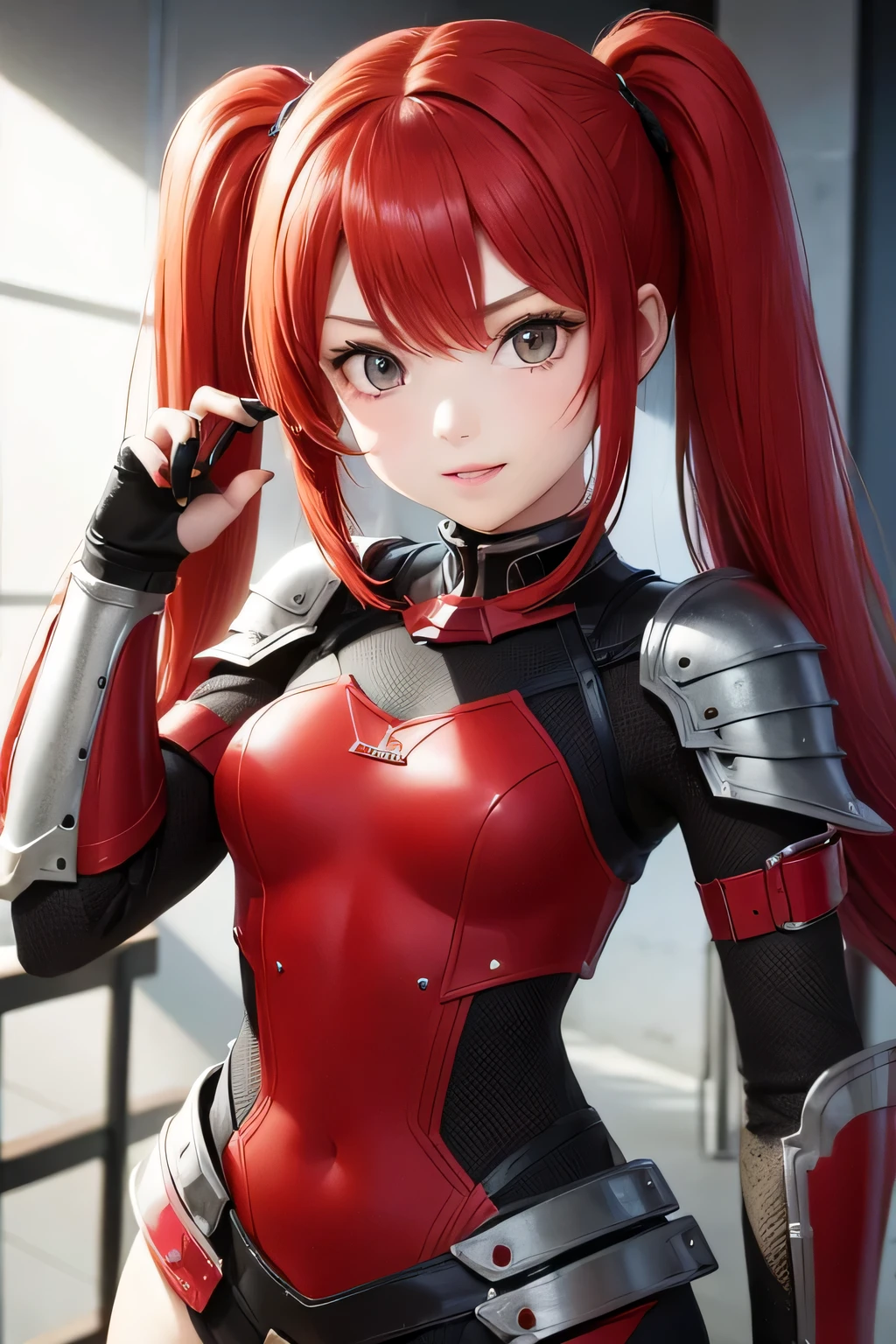 Young Girl,armor,Red Hair,Twin tails,sexy,