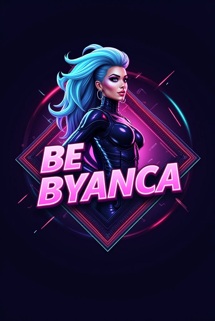 Make a Be Byanca Drag Race logo, with the theme of technology
