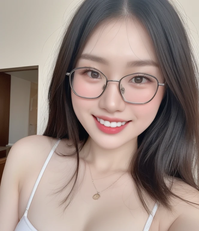 (realistic、masterpiece、Best Quality、8K、highres、high resolution:1.3)、two glasses women in white bikini posing for a picture, glasses, with a twin, two girls, sakimichan, twins, beautiful gemini twins portrait, ulzzang, beautiful gemini twins, adult pair of twins, bbwchan, 3/4 bust, cutecore, milky white skin, good young girl, korean girl, yanjun chengt Huge breasts、smile, looking at viewers、super fine face and eyes、long hair、indoor、 upper body、