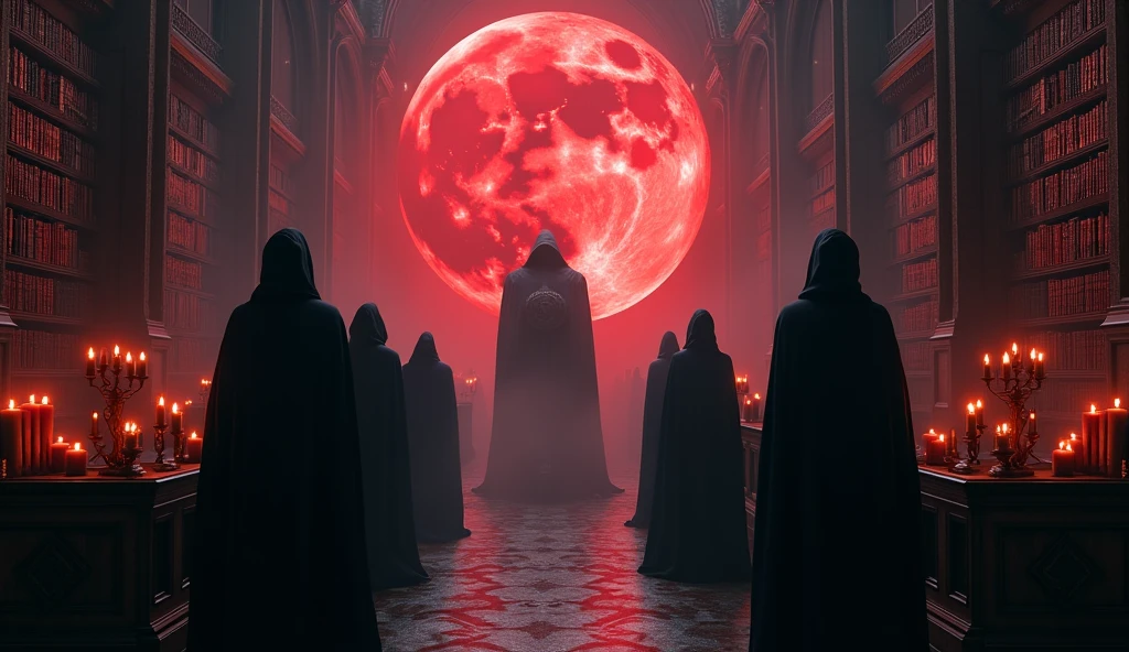 8k、 big red moon   ,zoom up(number々の賞を受賞したmasterpiece、Incredible detail、Texture、Maximum details),purple flame candle, (summoning magic),(The moonlight at night is beautiful), (Demon King&#39;s Castle),(dark organization)arafed image of a group of people in a church with candles,lit candle, dark cinematic concept art, elegant cinematic fantasy art, photorealistic dark concept art, by Beeple, dark robes, wojtek fus, gothic epic library concept, gothic epic library, epic cinematic concept art, dark concept art, Beeple and mike winkelmann, symmetrical epic fantasy art, High resolution, masterpiece, Highest quality, Intricate details, Very detailed, Clear focus, practical skin texture, texture,  Shot with Canon, 85mm, Shallow and deep, Kodak Vision Color, Exactly, Very detailed, photograph_\(Extremist\), photographpractical, practical, Post-processing, Maximum details, Roughness, Real Life, Extremist practical, Photorealism, photographgraphy, 8K Ultra HD, photographgraphy

