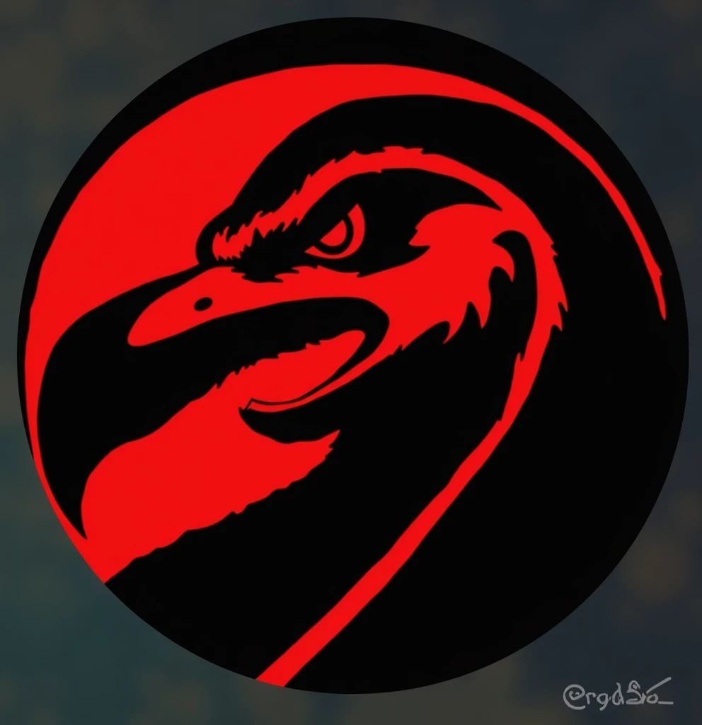 Make a vulture in this shape with an evil face in black and red colors for your profile cover
