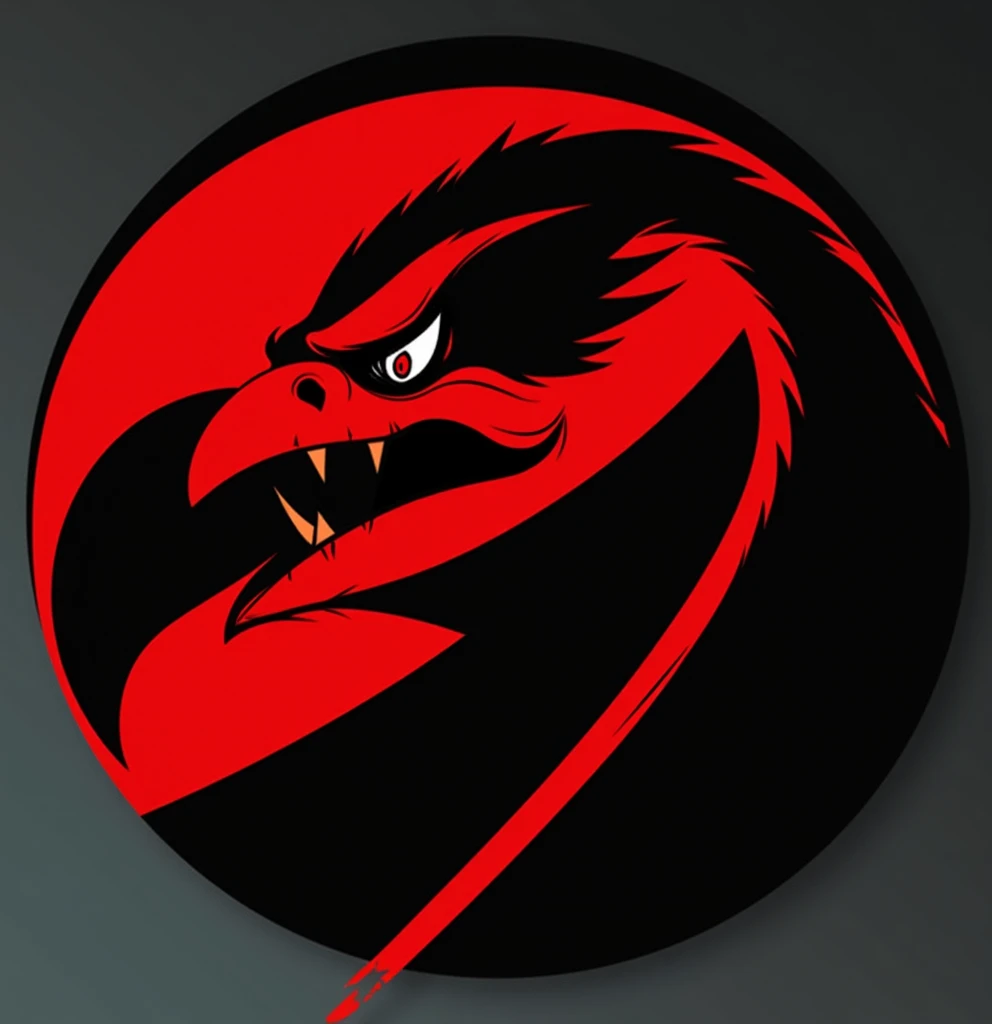 Make a vulture in this shape with an evil face in black and red colors for your profile cover