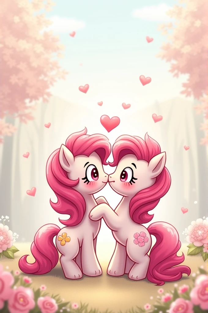Ponys emotes kissing in love kawaii anime