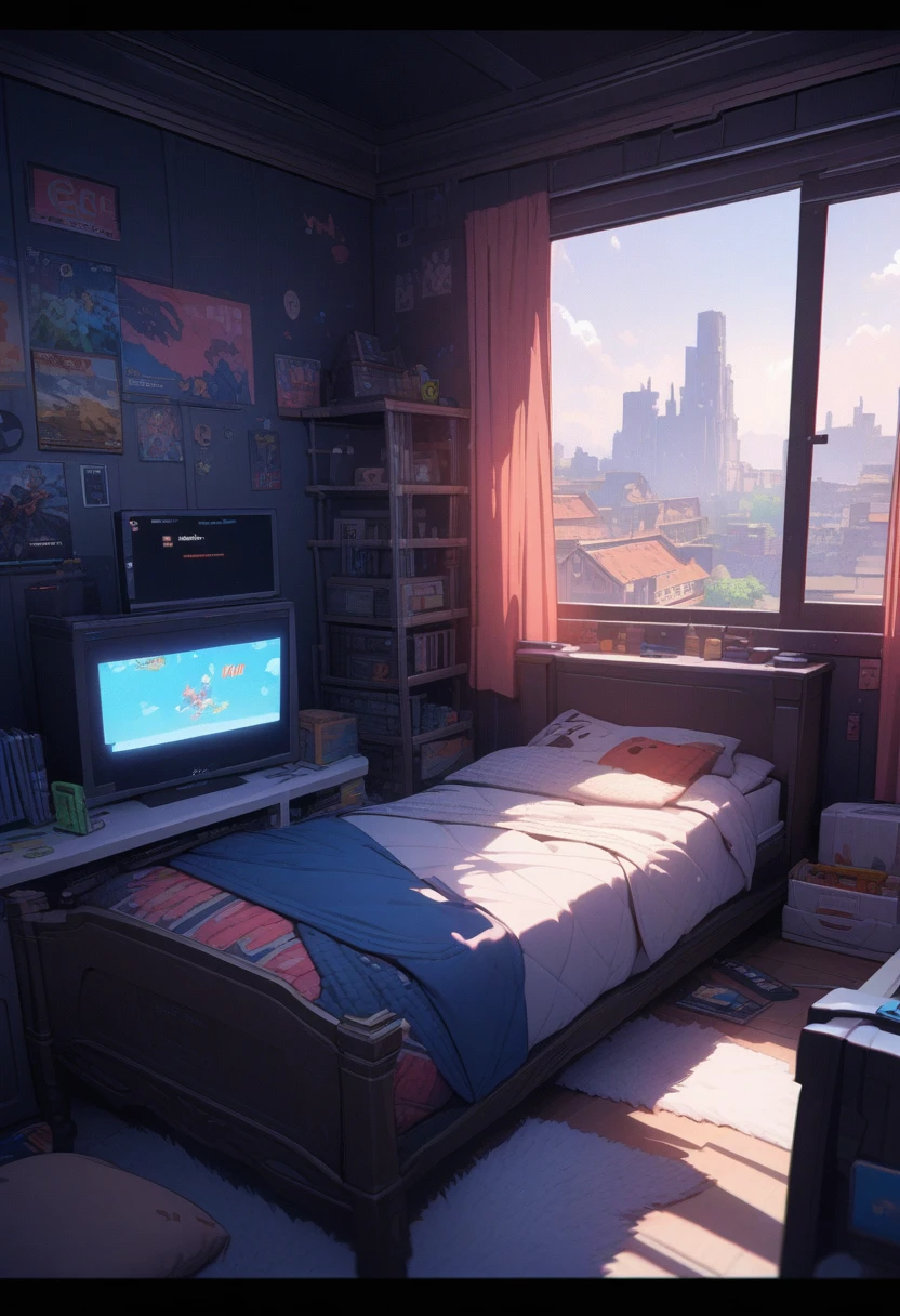 ((background only)), masterpiece, best quality, extremely detailed, ultra detailed, flat anime, 2D,
video game, bedroom,
