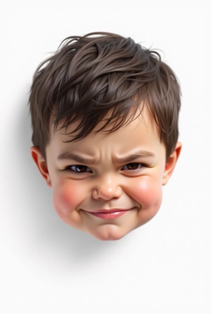Create a child's face with a sarcastic expression. white background.