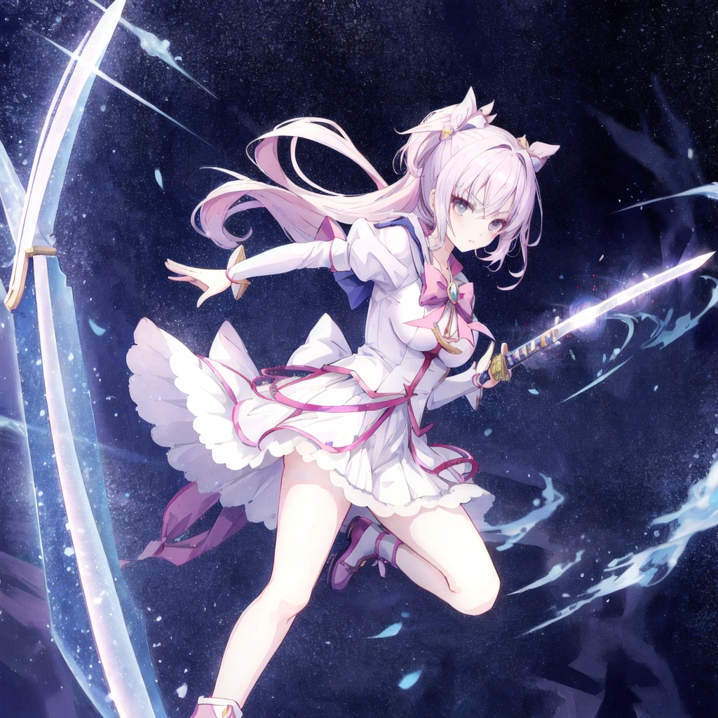 Magical girl，Large magic circle，Wielding a katana，Violence