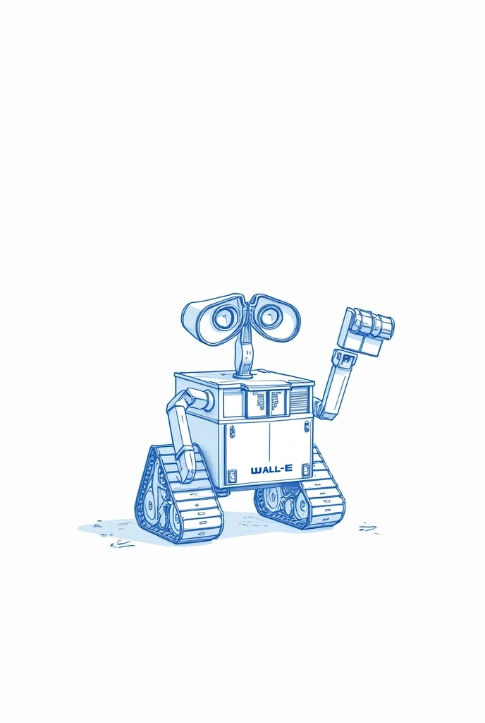 A schematic of Wall-e, robô da disney, just the line in light blue color