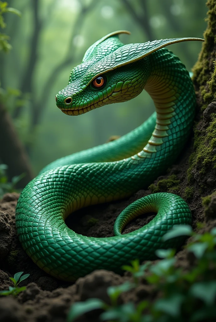 A green hooded rattlesnake 