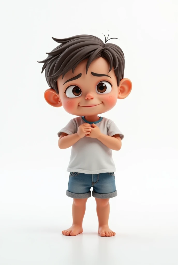 Raise a child with sarcastic expression. white background.