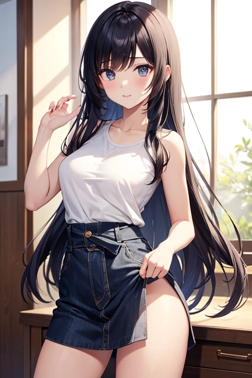 Like this, with her hair down to her waist, she&#39;s in a uniform.
