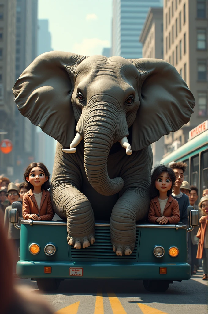 A elephant on bus 