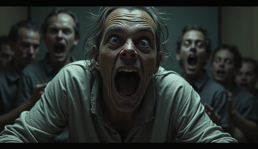 A twisted dramatic scene from A person who never succeeds in his job, desperate, can't stand the pursuit of success anymore, next to fake friends.