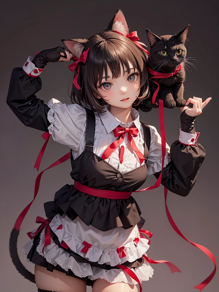 Cat with ribbon