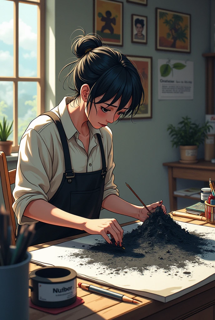  charcoal powder in anime  


