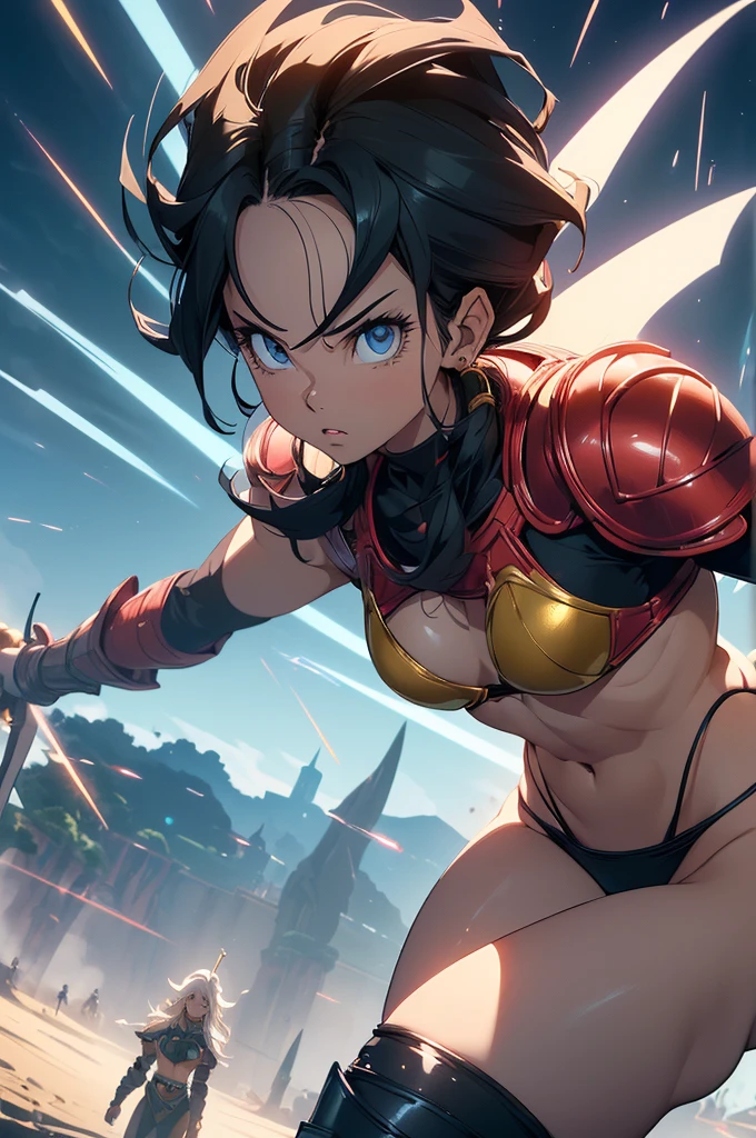 (Highest quality,4K,High resolution,masterpiece:1.2), (Ultra-detailed), (Slender beauty)(Age 27)(Holding a sword:1.3) (Dynamic Art), (looking at the camera) (Dragon Ball Z setting), (The whole body is visible)(Vision:1.8), (Realist,photoRealist,photo-Realist:1.37), (High resolution,High resolution), (Portraiture), (Vibrant colors), (Long legs), (A noticeably elongated face), (Wide range) (Hermosos Fine grain), (Beautifully detailed lips), (Highly detailed eyes and face), , Bright eyes Dynamic angles and postures, Sweatびっしょり, Sweat, (Long eyelashes), (Sharp focus), (Physically Based Rendering), (8 heads,Beautiful female warrior), (Mature Woman) (Leg spread), (intense), (expression of intense desire), (Motion Blur), (elegant), (Slim figure:1.3), (Inspired by anime), (Bright light), (Cinema Lighting), (Contrasting colors), (Mysterious atmosphere), (Action-packed scenes), (Unique Look), (impressive), (Reveal costumes), (Exciting), (Expressive), (Interesting atmosphere), (monster:1.4) ((Highest quality)),((Very detailed)),masterpiece,Absurd,Detailed face,Beautiful Face,(Fine grain, Deep Eyes),((Dynamic pose)), (((Long white hair,Adult beauty,Inspired by Akira Toriyama))),(((Bikini Armor))),grassland,((In battle with dragons,)),Distant view Vision
Wide shot 広角
Long shot