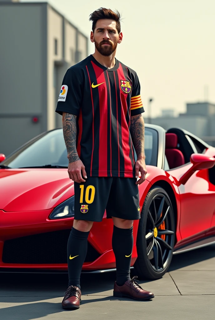 Messi with a red car